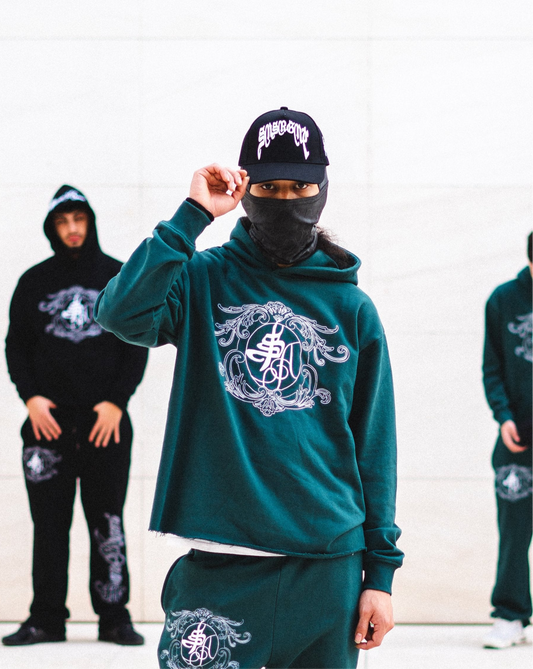 Embroidered "HMZ" Dark green hoodie 420gsm