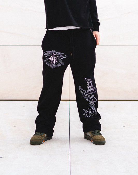 Embroidered "HMZ" Black Pants 420gsm