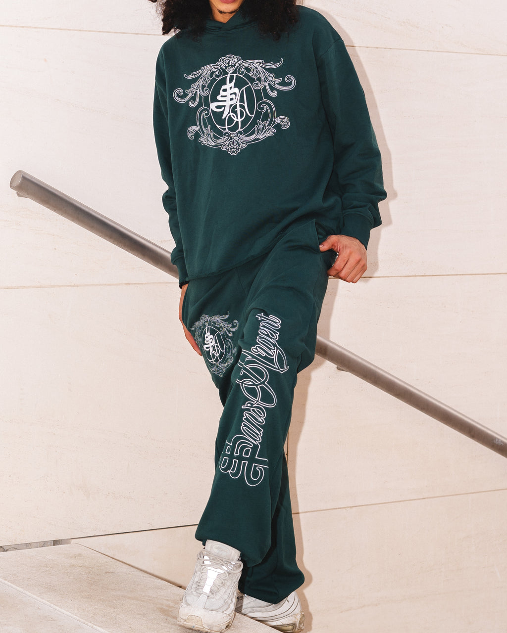 Embroidered "HMZ" Dark Green Pants 420gsm