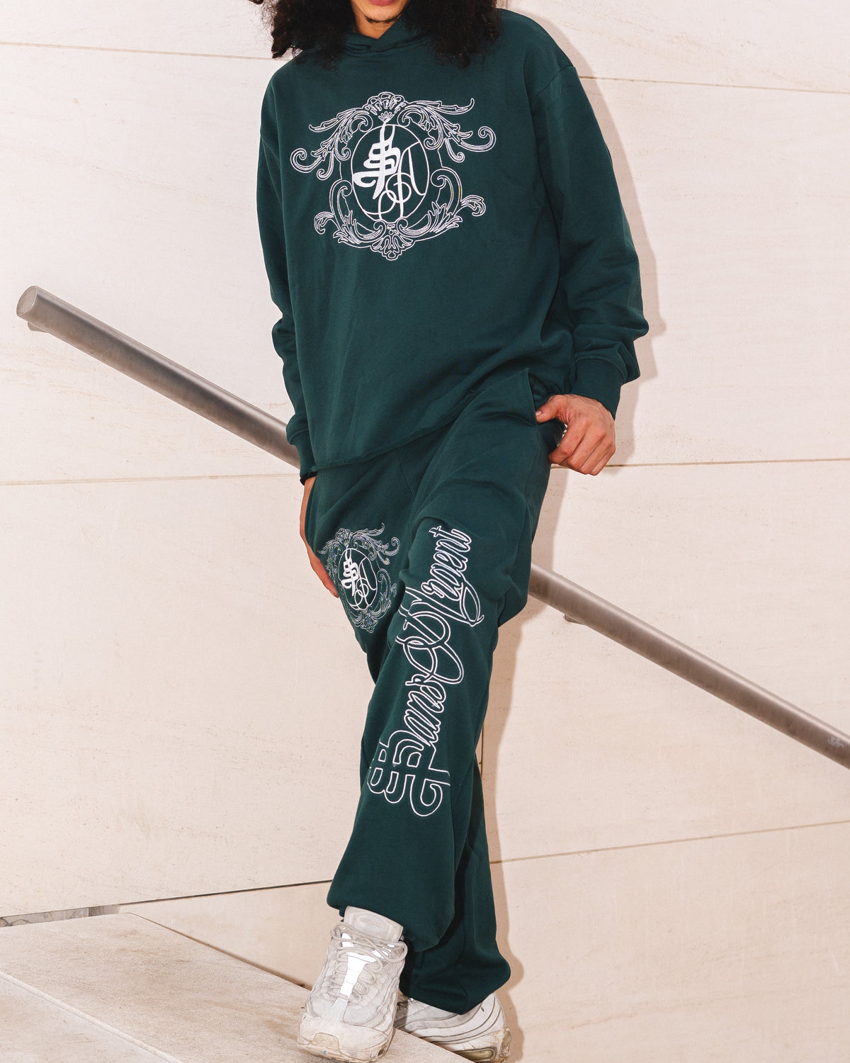 Embroidered "HMZ" Dark Green Pants 420gsm