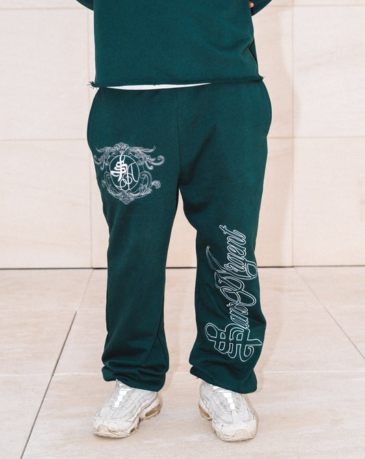 Embroidered "HMZ" Dark Green Pants 420gsm