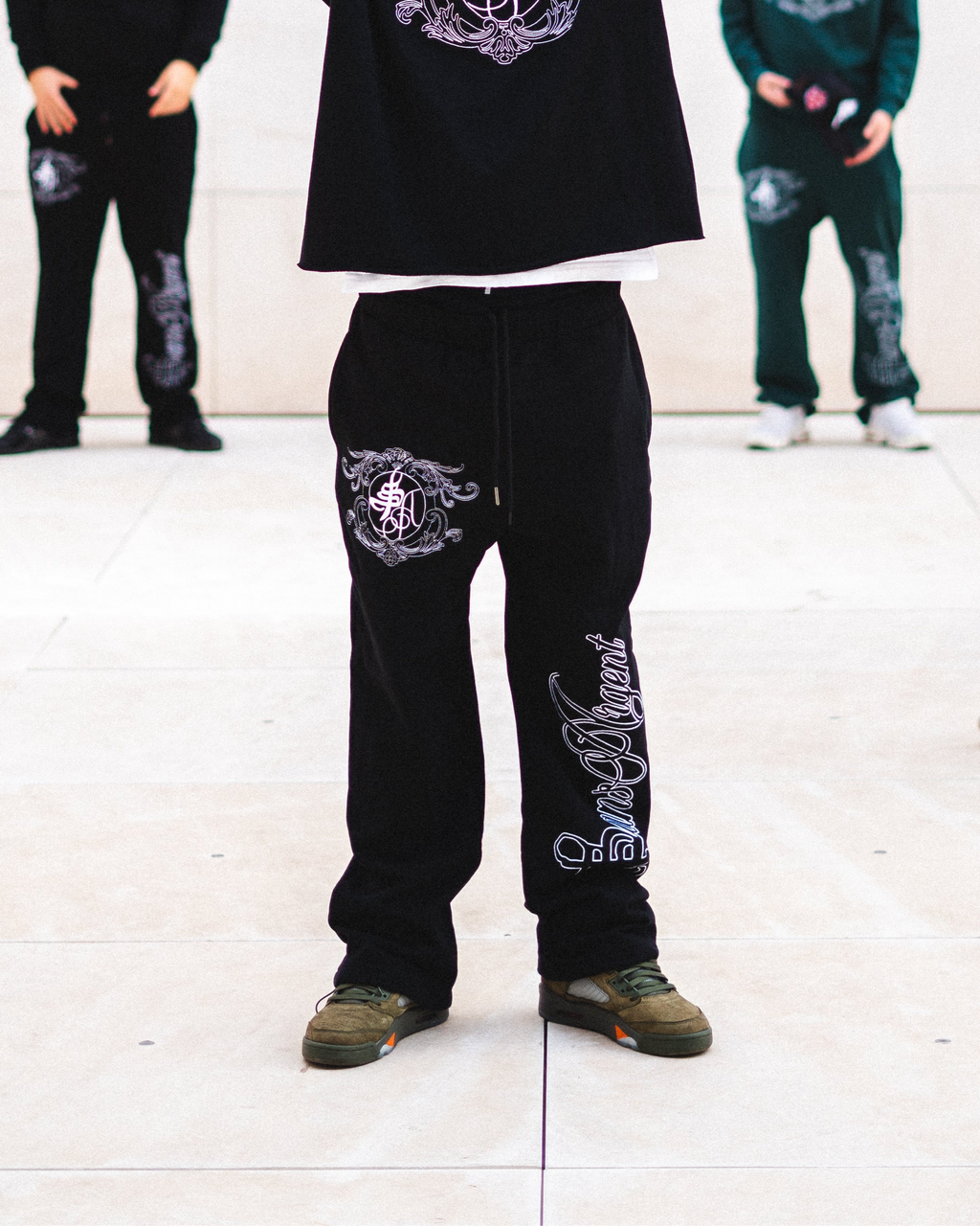 Embroidered "HMZ" Black Pants 420gsm