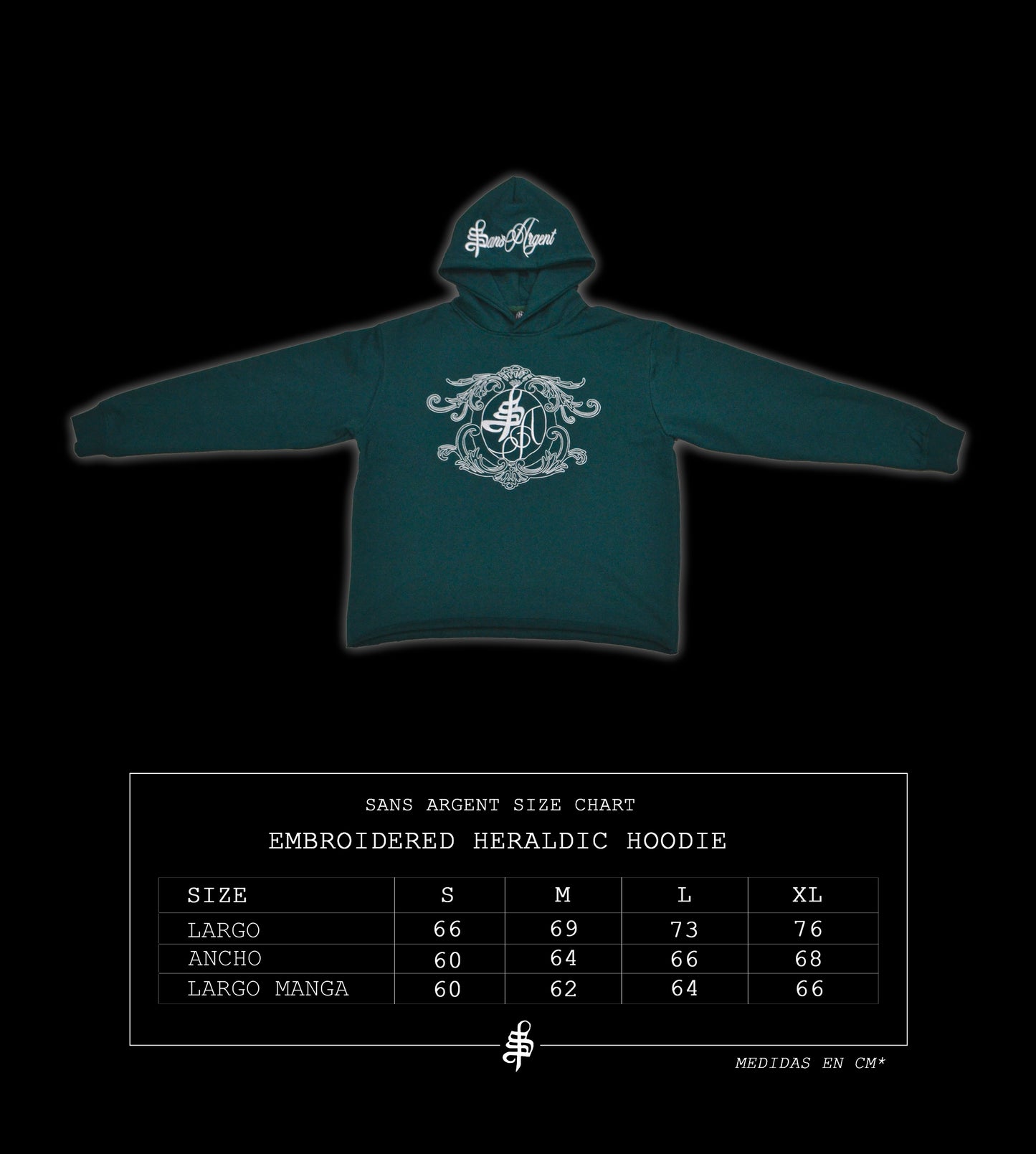 Embroidered "HMZ" Dark green hoodie 420gsm