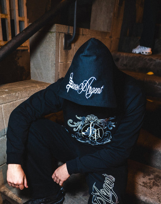 Embroidered "HMZ"  black hoodie 420gsm